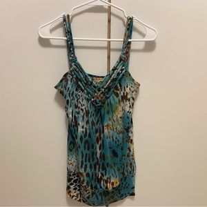Daytrip Blue and Brown Cheetah Print Tank Top